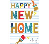 Jonny Javelin New Home Congratulations Card - Paintbrushes with Embossed Foil and Flitter Details