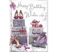 Jonny Javelin Open Female Birthday Card - High Heels & Bag 7.25" x 5.5" Code V61
