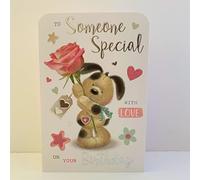 Jonny Javelin Someone Special Birthday Card - Dog Pink Rose