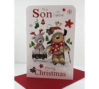 Jonny Javelin Son So Special Christmas Card - Skiing & Sledging