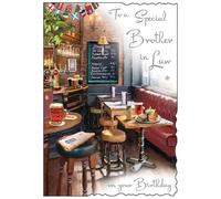 Jonny Javelin Special Brother In Law Birthday Card - Happy Birthday Card with Traditional Pub Design and Embossed Foil Details - Birthday Card for Men