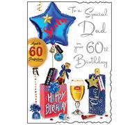 Jonny Javelin Special Dad 60th Age 60 Birthday With Love Card - Balloons Presents Beer Glass