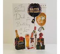 Jonny Javelin Special Dad Birthday With Love Card - Balloons Presents Beer Stars
