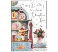 Jonny Javelin Special Daughter In Law Birthday Card - Happy Birthday Card with Cake and Flowers Design with Embossed Foil Details - Birthday Card for Women