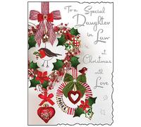 Jonny Javelin Special Daughter In Law Christmas Card Robin Festive Wreath