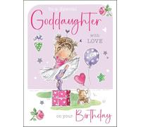 Jonny Javelin Special Goddaughter Birthday Card - Happy Birthday Card with Ballerina and Balloon Design with Flitter and Foil Details - Birthday Card for Girls