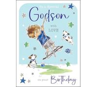 Jonny Javelin Special Godson Birthday Card - Happy Birthday Card with Rope Swing and Dogs Design and Flitter Details - Birthday Card for Boys