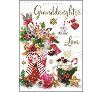 Jonny Javelin Special Granddaughter with Love Christmas Card - Stocking Hot Chocolate