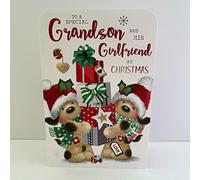 Jonny Javelin Special Grandson And Girlfriend Christmas Card - Dog Couple Presents