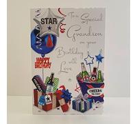 Jonny Javelin Special Grandson Birthday Card - Balloons Presents Beer Bottles