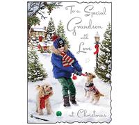 Jonny Javelin Special Grandson Love At Christmas Card Boy Dogs