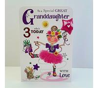 Jonny Javelin Special Great Granddaughter Age 3 Who's 3 Today Birthday Card - Fairy Princess