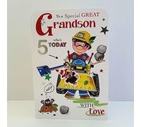 Jonny Javelin Special Great Grandson Age 5 Who's 5 Today Birthday Card - Digger