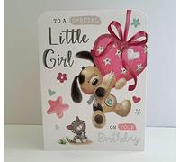 Jonny Javelin Special Little Girl Birthday Card - Dog Balloons