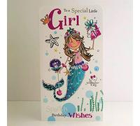 Jonny Javelin Special Little Girl Sparkly Birthday Wishes Card - Girl Mermaid