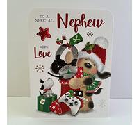 Jonny Javelin Special Nephew Christmas Card Cute Dog Gaming