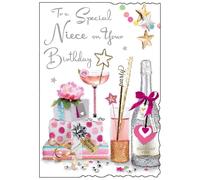 Jonny Javelin Special Niece Birthday Card Champagne Bottle Cocktails Present