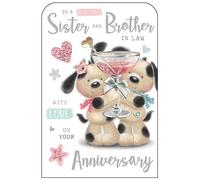 Jonny Javelin Special Sister and Brother-in-Law Anniversary Card - Fudge Dogs and Cocktail Embossed with Foil and Flitter Details