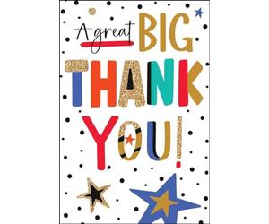 Jonny Javelin Thank You Card - A Great Big Thank You | Stars and Polka Dots, Embossed, Foil Details, Flitter Details