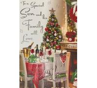Jonny Javelin To a Special Son and his Family Christmas Card Festive Dining Table & Christmas Tree Glitter Design
