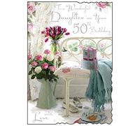 Jonny Javelin To A Wonderful Daughter on your 50th Birthday Card - Floral Design JJ