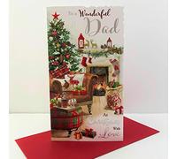 Jonny Javelin Wonderful Dad With Love Christmas Card - Living Room Fireplace