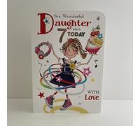 Jonny Javelin Wonderful Daughter Age 7 Who's 7 Today Birthday Card - Hula Hoop