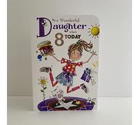 Jonny Javelin Wonderful Daughter Age 8 Who's 8 Today Birthday Card - Trampoline