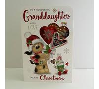 Jonny Javelin Wonderful Granddaughter Merry Christmas Card Cute Dog Lollipops