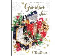 Jonny Javelin Wonderful Grandson Christmas Card - Watch, Aftershave and Socks with Foil Details