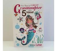 Jonny Javelin Wonderful Great Granddaughter Age 5 Who's 5 Today Birthday Card - Mermaid