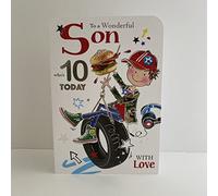 Jonny Javelin Wonderful Son Age 10 Who's 10 Today Birthday Card - Tyre Swing