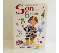 Jonny Javelin Wonderful Son Age 6 Who's 6 Today Birthday Card - Fireman