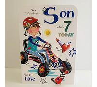 Jonny Javelin Wonderful Son Age 7 Who's 7 Today Birthday Card - Go Karting