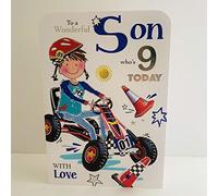 Jonny Javelin Wonderful Son Age 9 Who's 9 Today Birthday Card - Go Karting