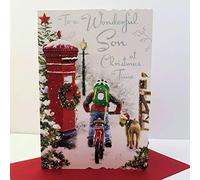 Jonny Javelin Wonderful Son at Christmas Time Card - Boy On Bike