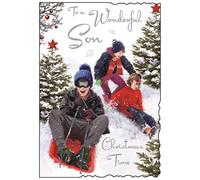 Jonny Javelin Wonderful Son at Christmas Time Card - Sledging