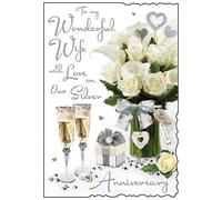 Jonny Javelin Wonderful Wife with Love Silver Anniversary Card