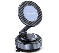 Jononser Car Phone Holder, 360°Adjustable Vacuum Magnetic Phone Holder for Car, Foldable Suction Cup Phone Mount, Phone Holders for Your Car for iPhone16/15/14/13/12 Series (Carbon Fiber)
