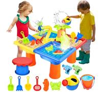 JONRRYIN 4 IN 1 Water Table, Sand and Water Table, Sand and Water Game Table, Sand and Water Game Table, Rayan Beach Toys, Summer Water Table for Beach Activities (A)