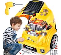 JONRRYIN Large Truck Engine Kit, Toddlers & Kids Truck Engine Toy with Removable Parts, Mechanic Repair Set, Big Builder Includes Steering Wheel, Horn, Light Gifts for Age 2+