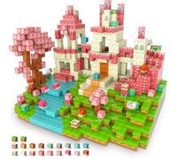 JONRRYIN Magnetic Building Blocks, Magnetic Building Blocks, 2.5 cm, Magnetic Cube Set, Pink Castle, Magnetic Building World with Instructions for Use for Birthday, Christmas from 4 5 6 7 8 9 10 Years