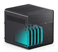 JONSBO N2 Black NAS ITX Case 5+ 1 Disc Bay Mini Aluminum Case, Built-in 12cm Fan, Fits SFX Power Bite (up to 150mm), 65mm CPU Cooler, Integrated Top Cover Removable, Black
