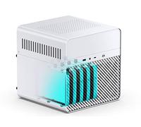 JONSBO N2 White NAS ITX Case 5+1 Disk Bays Mini Aluminum Case, Built-in 12cm Fan, SFX Power Bite (L150mm Max.), Support 65mm CPU Cooler , Integrated Upper Cover Removable,White