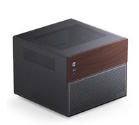 JONSBO N4 Black NAS Pc Case, Walnut Wood, 8-Drive Bay/6 * 3.5 "HDD (4 hot-swap,2 Non hot-swap),2 * 2.5SSD,Micro ATX Chassis, USB3.2Gen2Type-C, 1x120mm Fan Built-in, Black