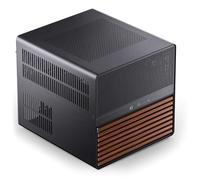 Jonsbo N5 NAS Enclosure - Cube E-ATX Cube Case with Space for 16 Drives, 8 Slots, Mesh Design, Wooden Decor, USB-C, Ideal for NAS & Workstation, Black