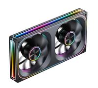 JONSBO ZA-240BR (Reverse) PC Case Fan,All(2)-in-One,Single Frame Unit with 2x120mm 3Pin ARGB Fans,PWM, Reverse Blade Silent with 4-Sides Infinity Mirror Fan,Aluminum Nameplate,28mm Thick Black