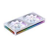 JONSBO ZA-240WR (Reverse) PC Case Fan,All(2)-in-One,Single Frame Unit with 2x120mm 3Pin ARGB,PWM, Reverse Blade Silent with 4-Sides Infinity Mirror Fan,Aluminum Nameplate,28mm Thick White