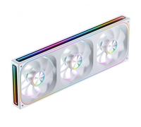 JONSBO ZA-360WR (Reverse) PC Case Fan,All(3)-in-One,Single Frame Unit with 3x120mm 3Pin ARGB Fans,PWM, Reverse Blade Silent with 4-Sides Infinity Mirror,Aluminum Nameplate,28mm Thick White