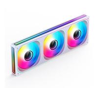 JONSBO ZB-360W PC Case Fan, Silent Computer Fan with Axis & 4-Sides Infinity Mirror, All-in-One, Single Frame Unit with3x120mm ARGB Fans, 4 Pin PWM,3Pin ARGB, PWM2400RPM, 28mm Thick,White